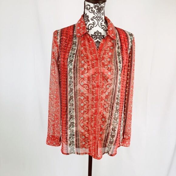 Free People Moonlight Mile Print Penny Georgette - Picture 2 of 8